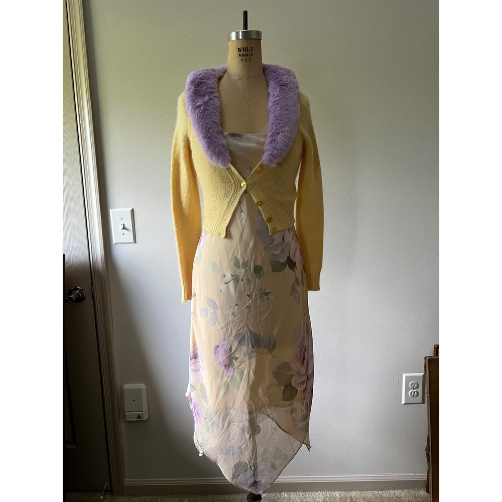 Vintage Y2K Studio Y Fairycore Floral Handkerchief Hem Slip Dress